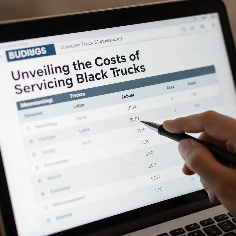 Routine maintenance is essential for keeping black trucks in optimal condition, with various basic service tasks illustrated.