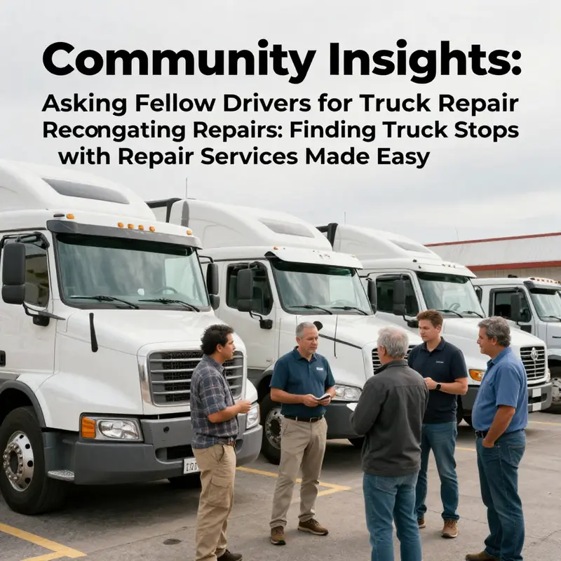 A driver utilizing a navigation app to find truck repair services nearby.