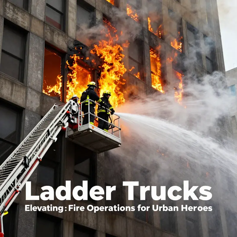 Ladder trucks provide crucial access to upper floors in high-rise firefighting scenarios.