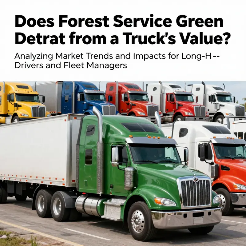 A collection of trucks showcasing diverse colors, highlighting the role of forest service green in truck value discussions.