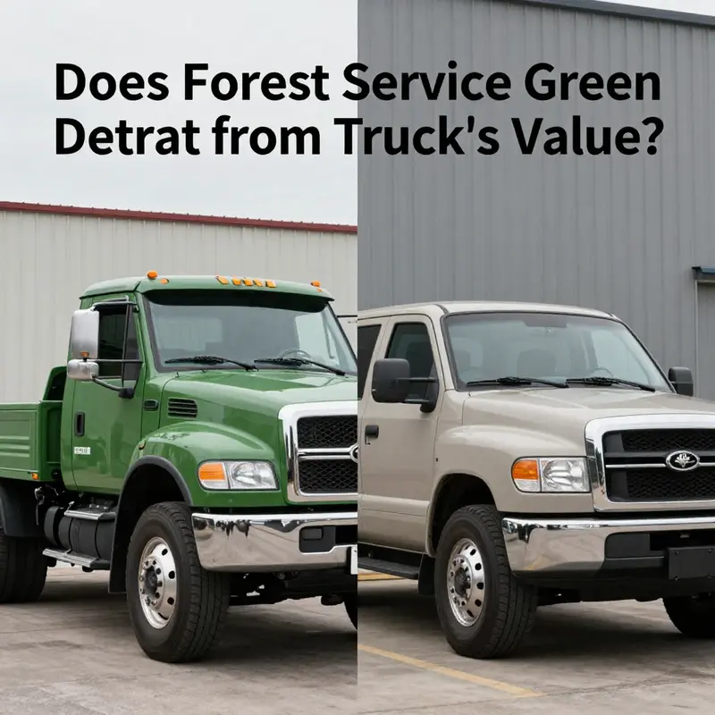 Comparison of forest service green trucks versus neutral-colored options in the market.