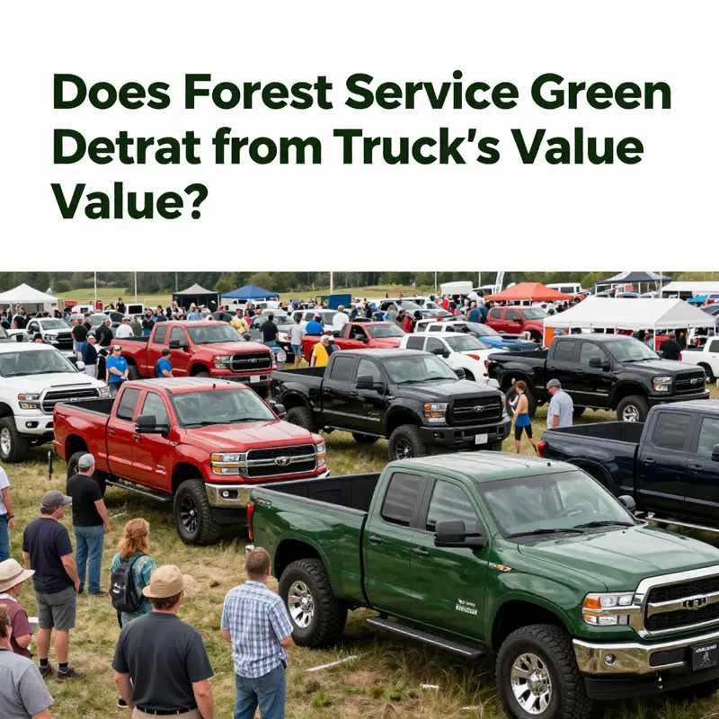 Comparison of forest service green trucks versus neutral-colored options in the market.