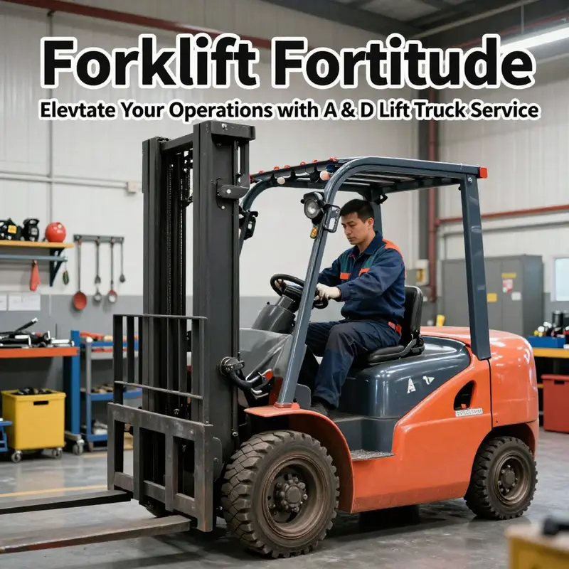 Technician at work ensuring the optimal performance of a forklift.
