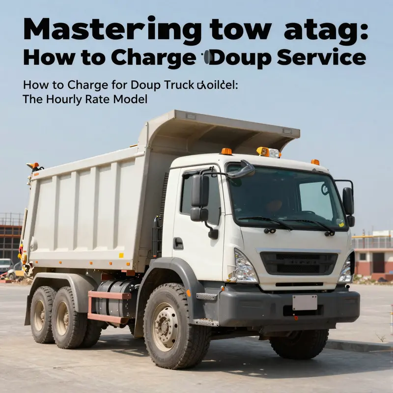 An illustration of a dump truck emphasizing the hourly rate pricing model.