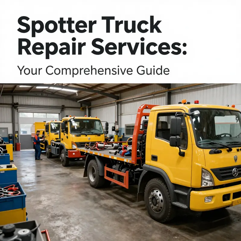 Mechanics diagnosing a spotter truck at an authorized service center.