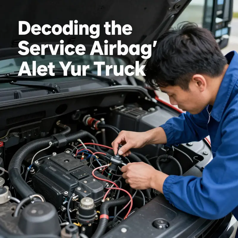 A truck dashboard displaying the critical ‘Service Airbag’ alert, highlighting the importance of attention.
