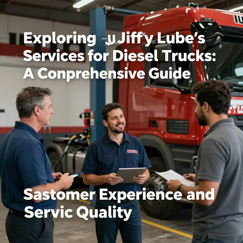 A Jiffy Lube service station where a diesel truck is being serviced to showcase their maintenance offerings.