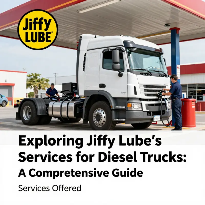 A Jiffy Lube service station where a diesel truck is being serviced to showcase their maintenance offerings.