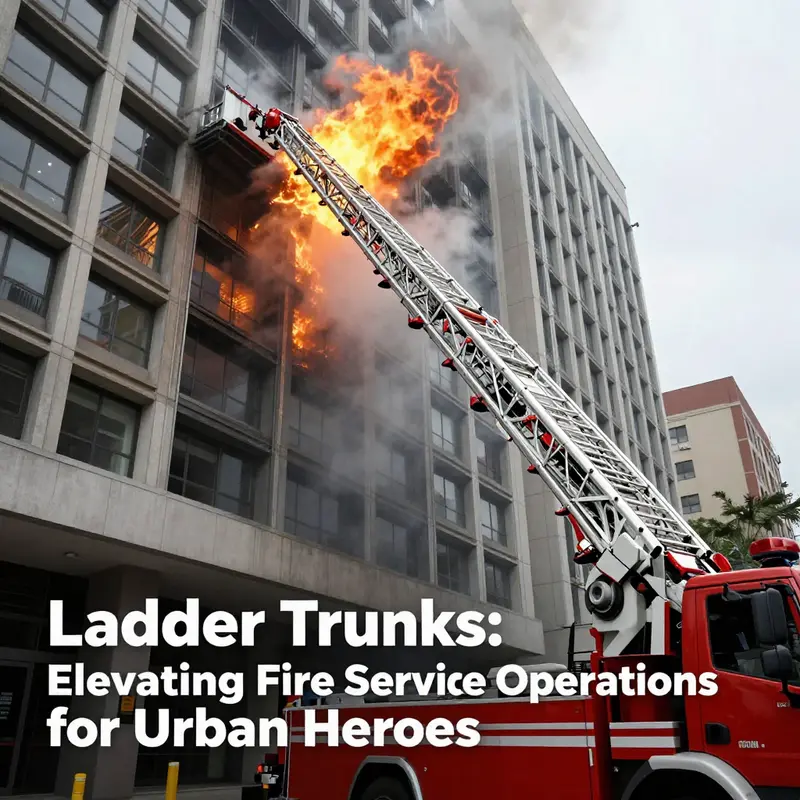 A fire truck with an extended aerial ladder battling flames in a high-rise building.