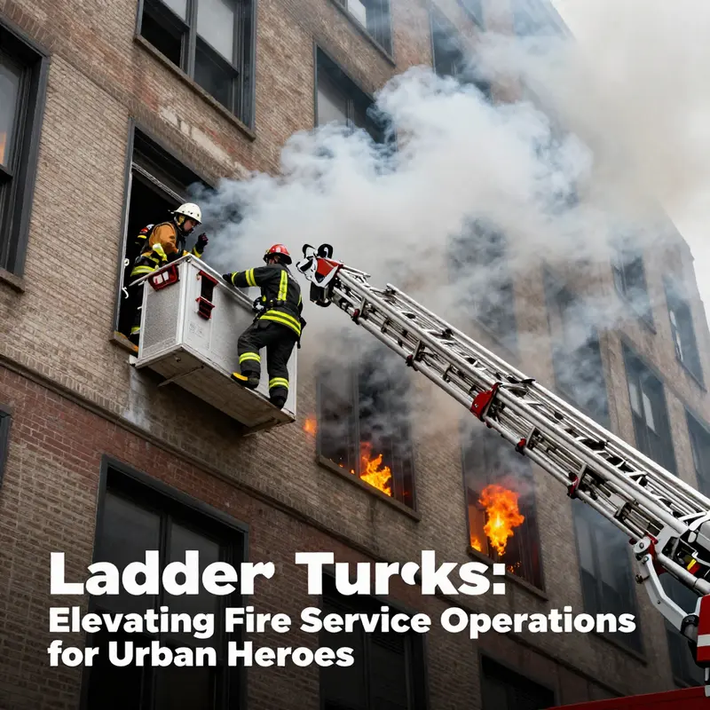 Ladder trucks provide crucial access to upper floors in high-rise firefighting scenarios.