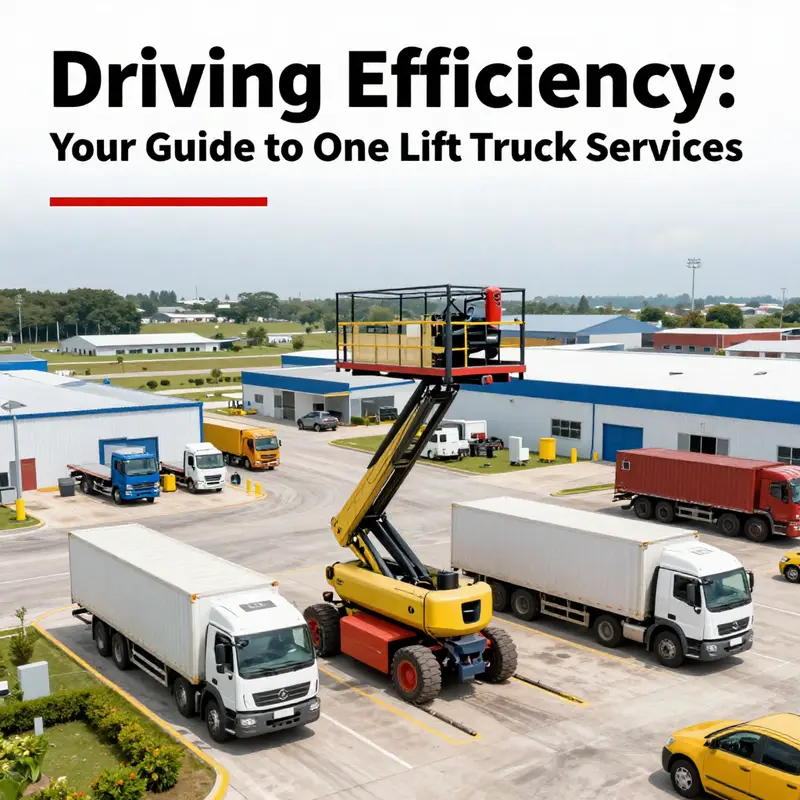 A dynamic scene depicting the logistics industry with lift trucks and trucks, showcasing operational synergy.