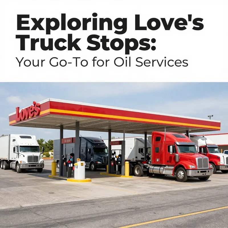 A busy Love's Truck Stop featuring various trucks in service areas, emphasizing the location's role in truck maintenance.