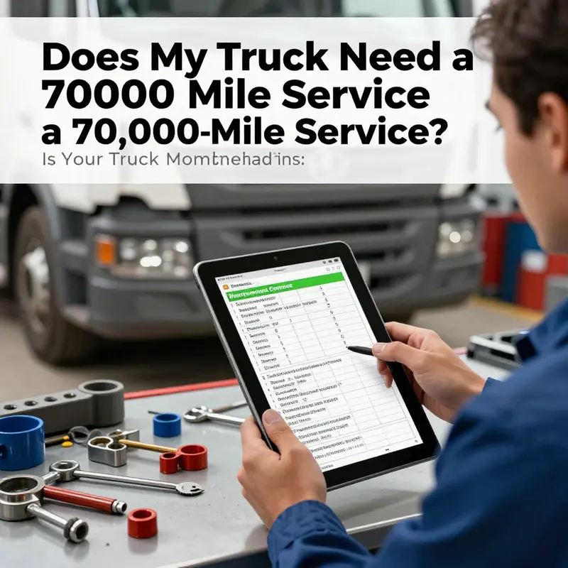 A mechanic consulting truck service recommendations to ensure proper maintenance at 70,000 miles.