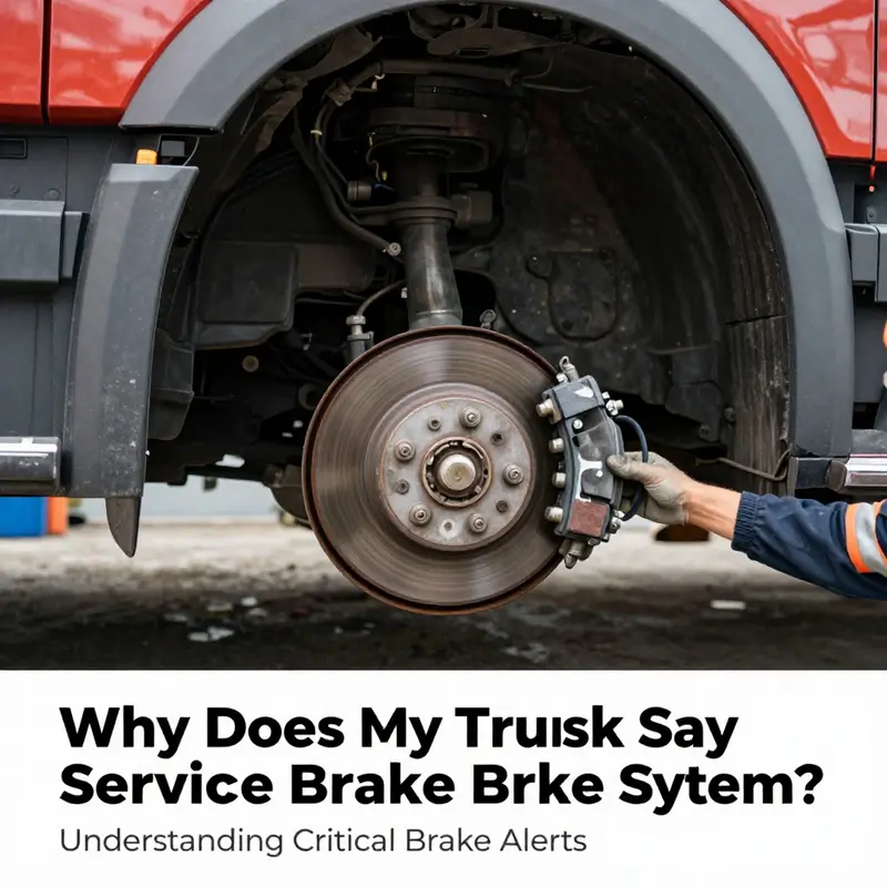 An illuminated truck dashboard warning indicates potential brake system issues.