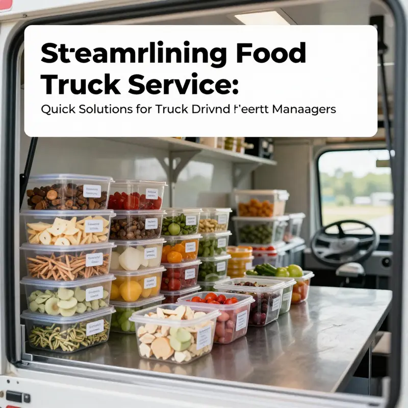 An organized food truck prepared for quick service, highlighting pre-event planning and menu standardization.