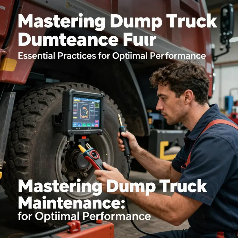 A driver conducts a thorough pre-operational inspection to ensure the dump truck is road-ready.