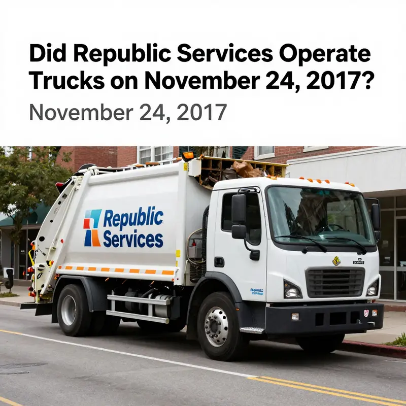 A Republic Services truck actively collecting waste, signifying the company’s operational consistency.