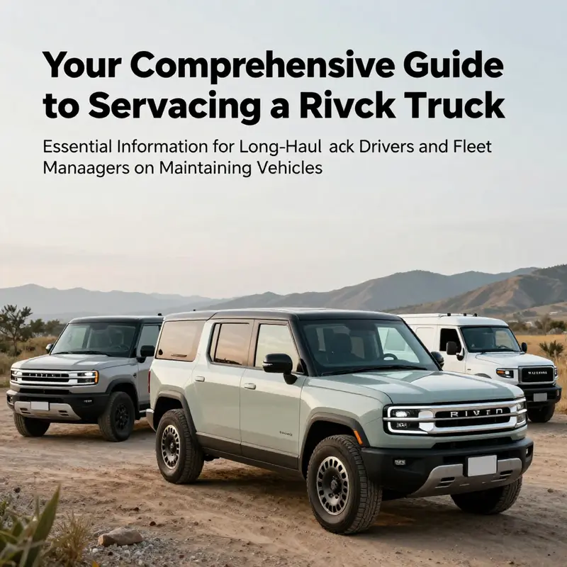 Multiple Rivian trucks parked in a beautiful landscape, ready for outdoor exploration.