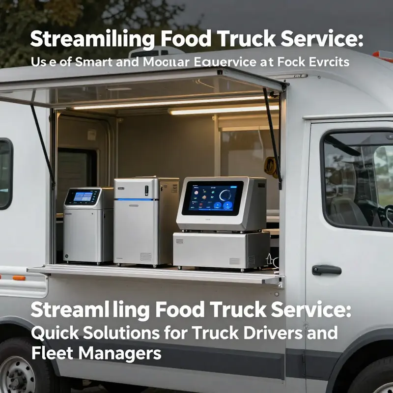 An organized food truck prepared for quick service, highlighting pre-event planning and menu standardization.