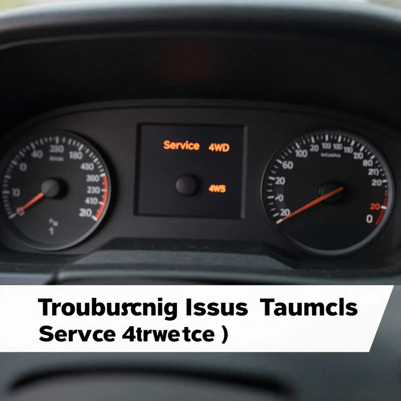 The dashboard of a truck with the Service 4WD warning light active, indicating potential issues.