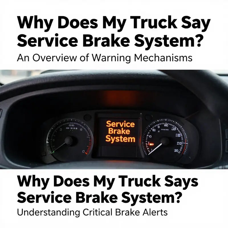 An illuminated truck dashboard warning indicates potential brake system issues.