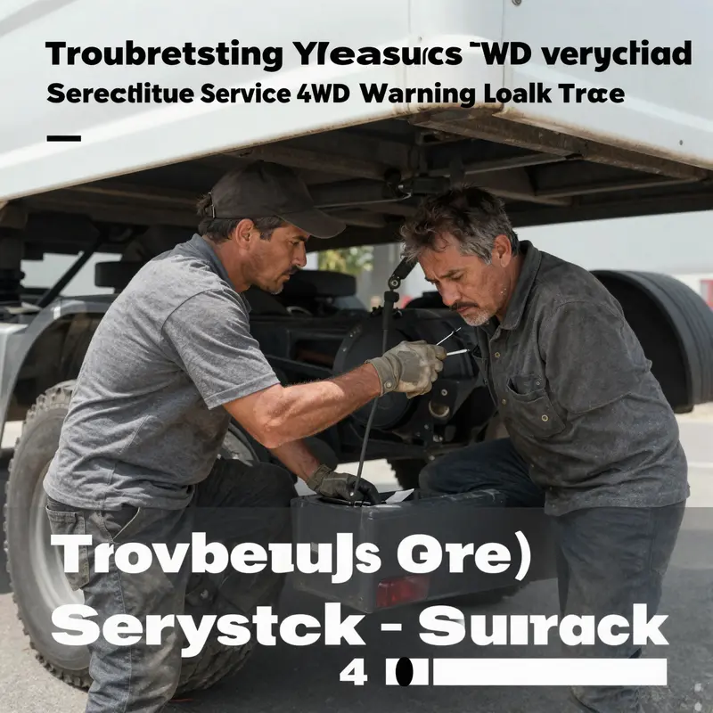 The dashboard of a truck with the Service 4WD warning light active, indicating potential issues.