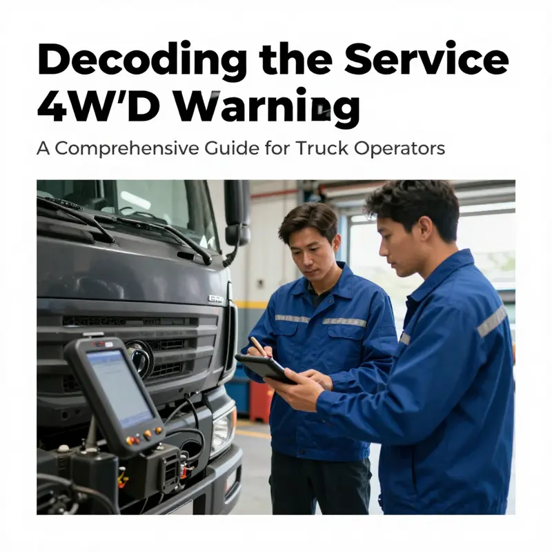 The truck dashboard illumination shows the ‘Service 4WD’ light, indicating a potential problem in the four-wheel drive system.