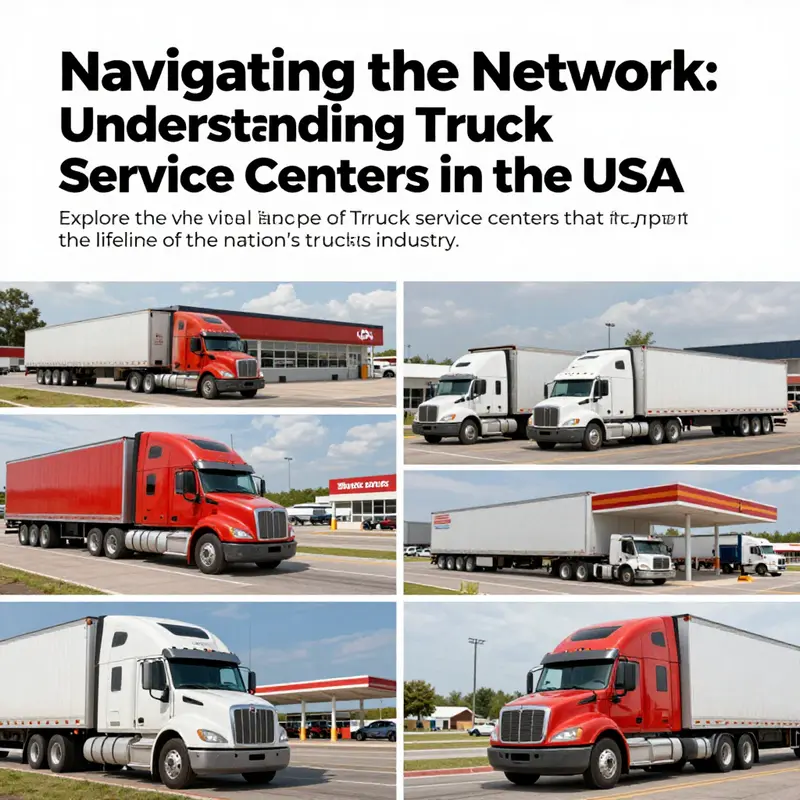 A collage showing various truck service centers, fleet operators, and repair facilities across the United States.