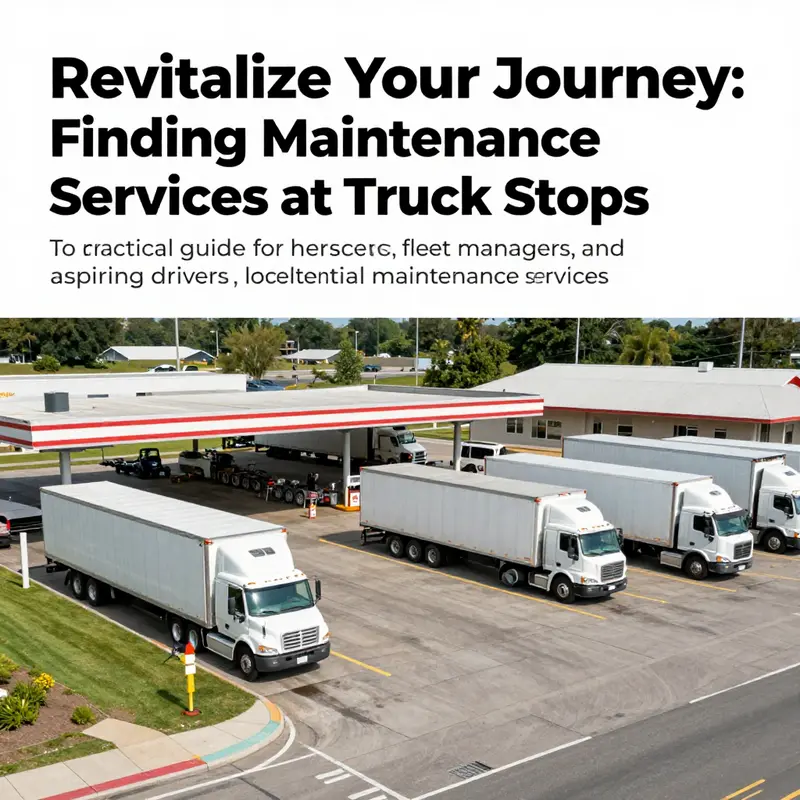 A panoramic view of a busy truck stop with multiple trucks and service areas, highlighting its importance to drivers.