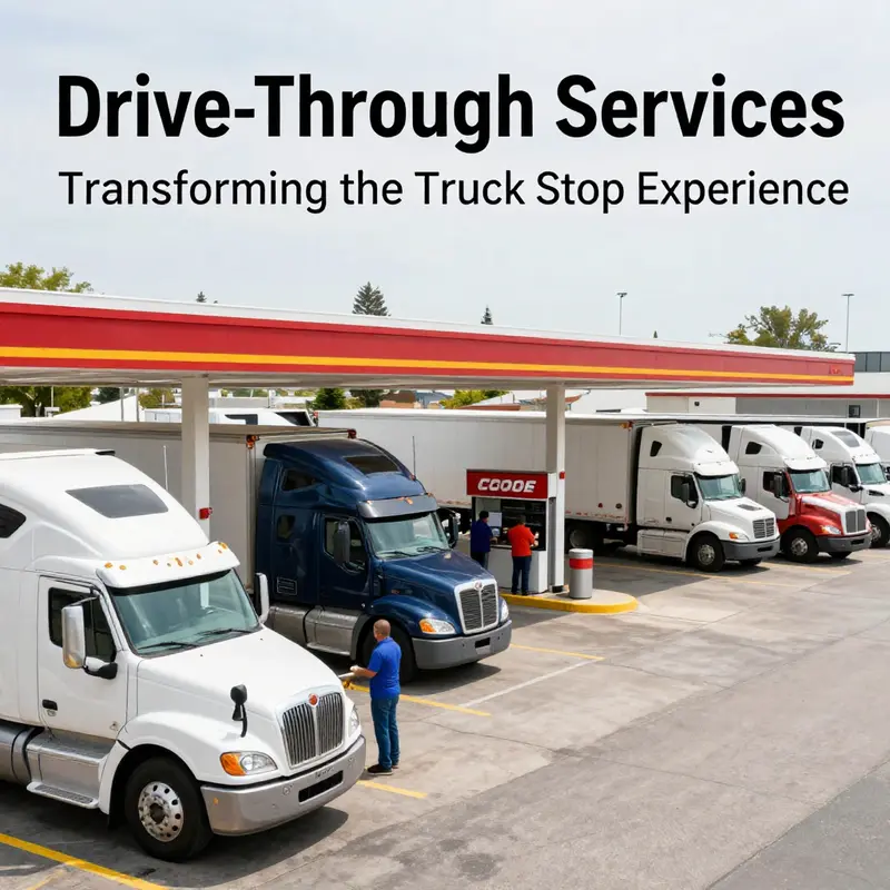 Truck drivers utilizing the convenient drive-through service at a major stop.