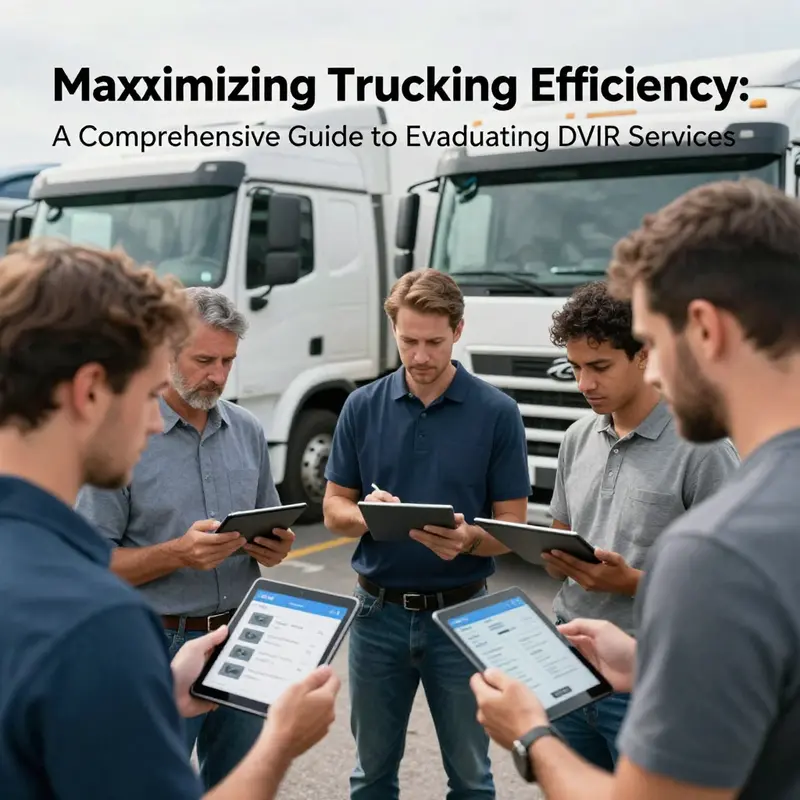 A truck driver engages with a mobile app for real-time vehicle inspections.