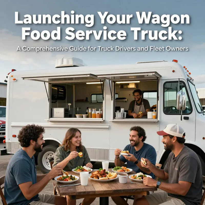 Truck drivers enjoying meals from a food service truck, highlighting community support.