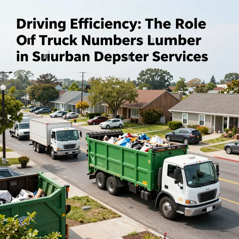 A suburban neighborhood with dumpster trucks collecting garbage, illustrating effective waste management operations.