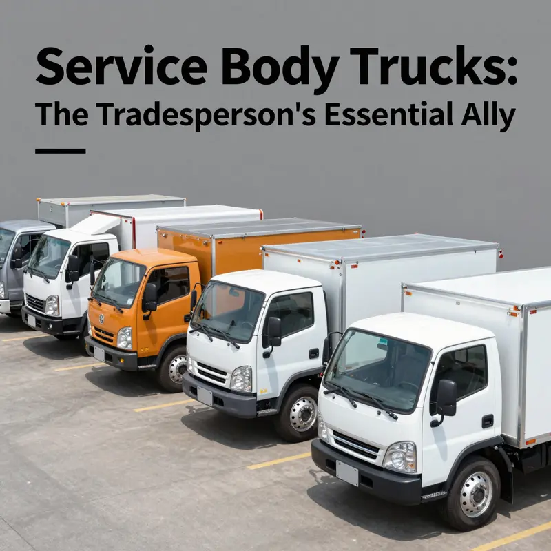 Detailed structure of a service body truck showcasing its enclosed cargo area.