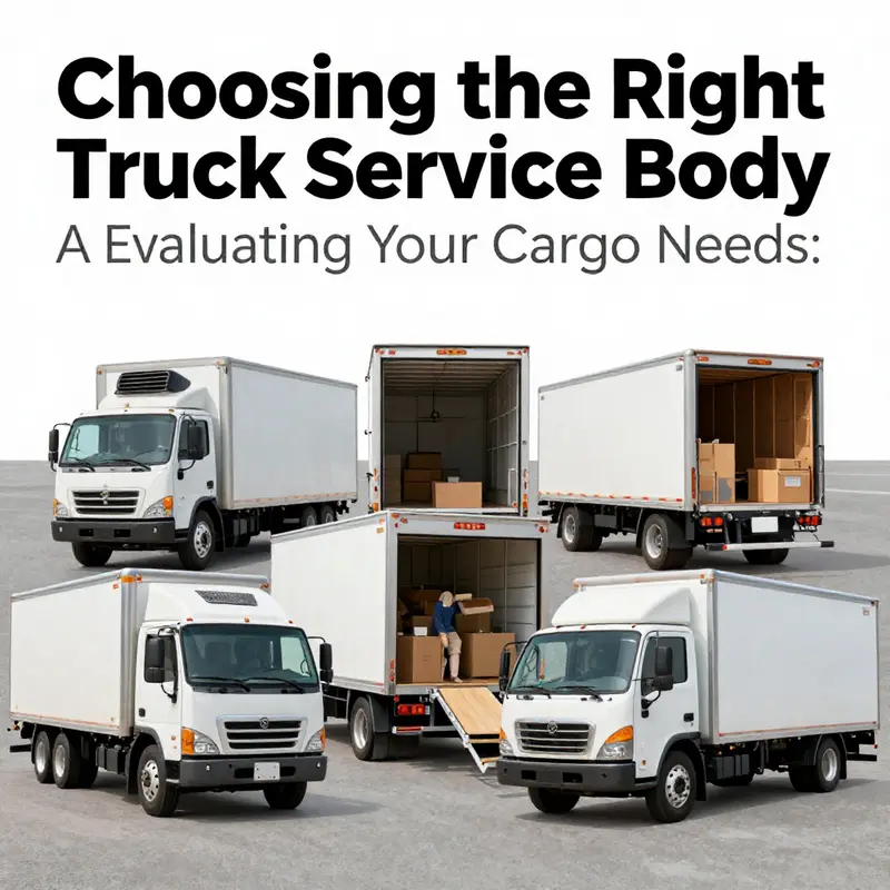 Different types of truck service bodies displayed for comparison.