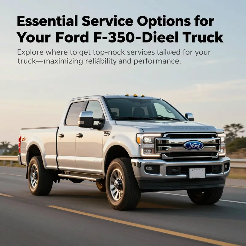 A Ford F-350 diesel truck driving on the highway, showcasing its robust build and performance.