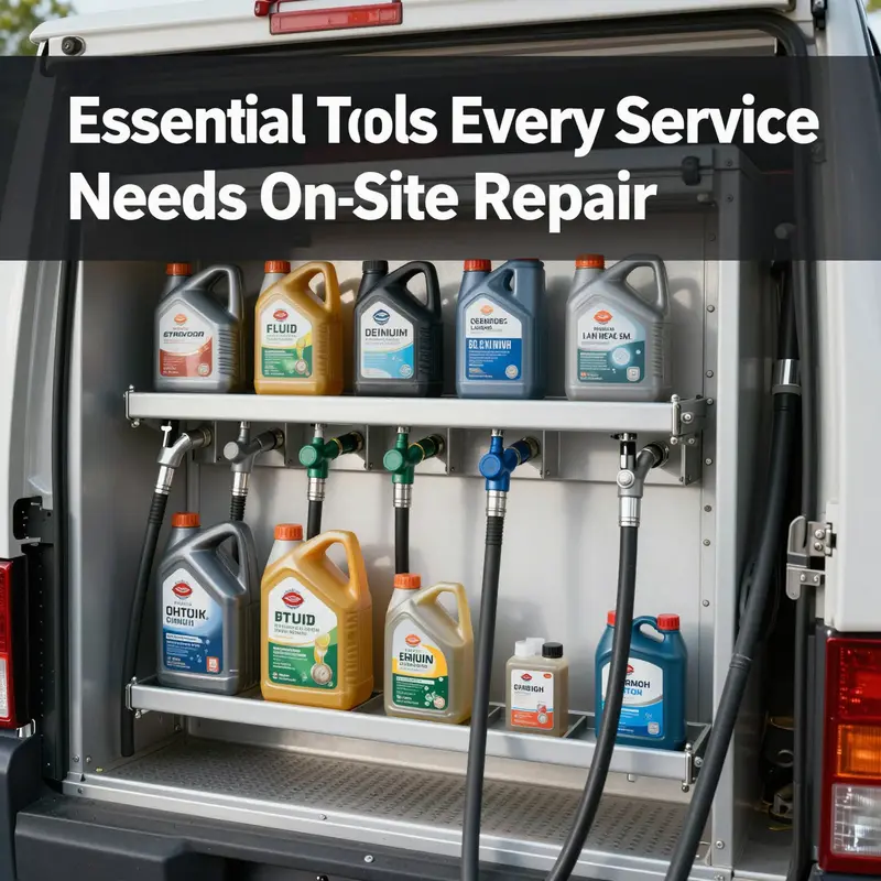 A comprehensive assortment of core repair tools for service trucks, crucial for on-site maintenance.