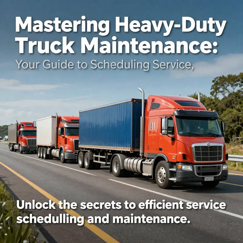 A line of heavy-duty trucks traveling on a modern highway, illustrating the impact of effective service scheduling.