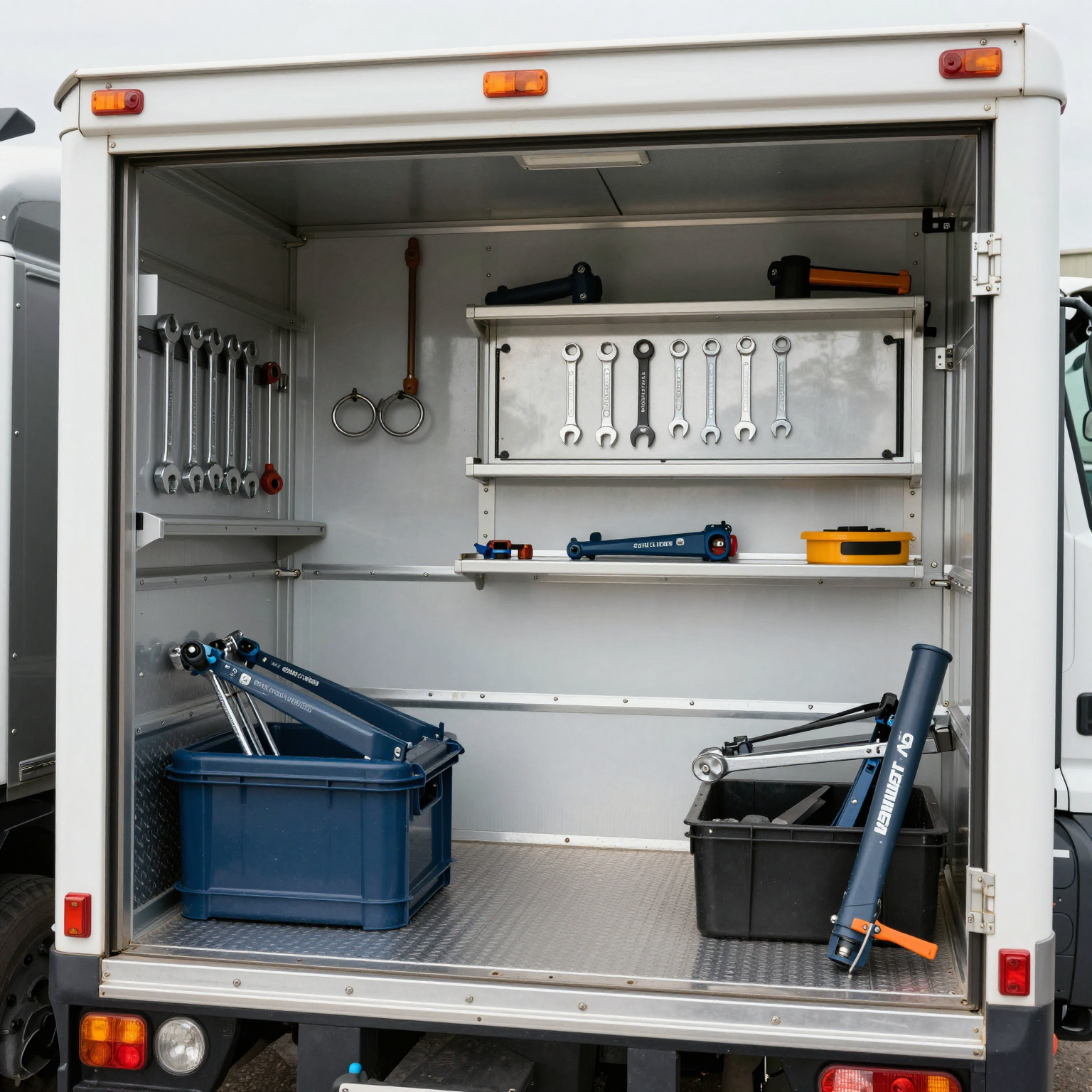 Well-equipped service truck showcasing essential tools for long-haul drivers