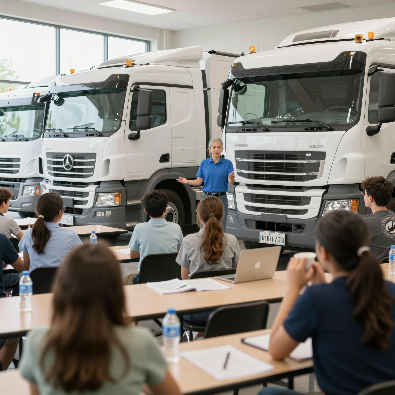 Truck driving education classroom setting