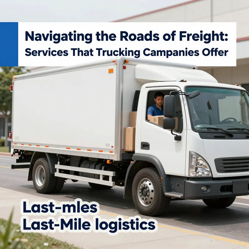 A cargo truck transporting goods along a scenic highway, representing domestic and international freight transport.