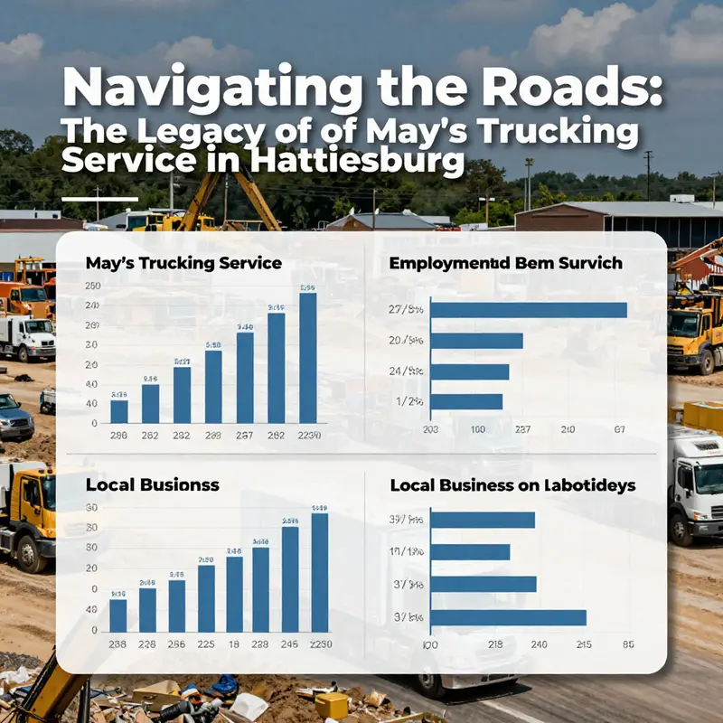 The main yard of May’s Trucking Service, showcasing the fleet ready for transport operations.