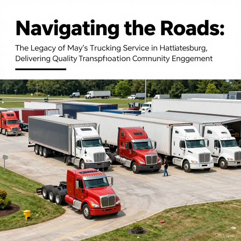 A wide shot of May's Trucking Service's bustling operations in Hattiesburg.