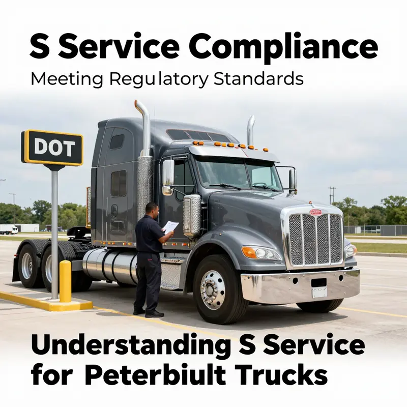 A mechanic performing a detailed inspection on a Peterbilt truck during S Service.