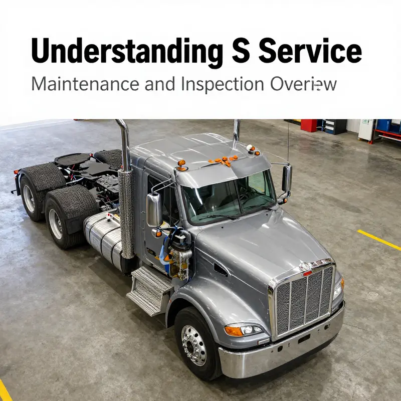 A mechanic performing a detailed inspection on a Peterbilt truck during S Service.