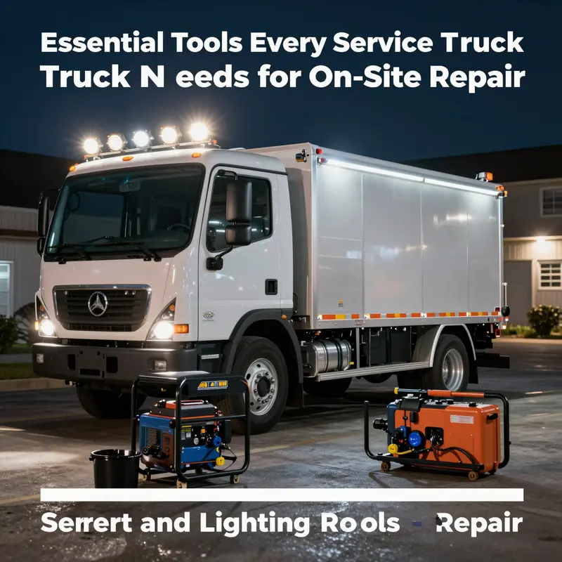 A comprehensive assortment of core repair tools for service trucks, crucial for on-site maintenance.