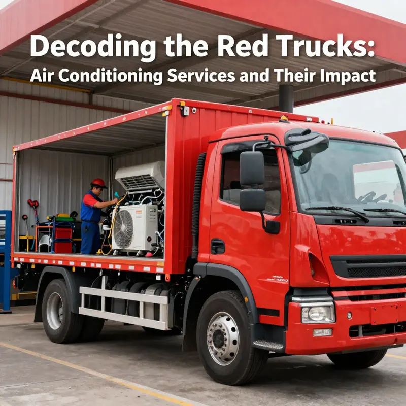 A red truck at an air conditioning service station highlights the intersection of color and service.
