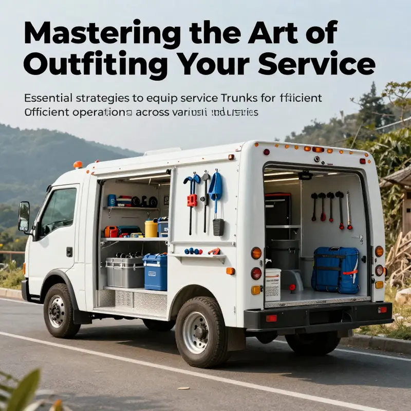 A service truck equipped with various tools and equipment in a scenic outdoor setting.