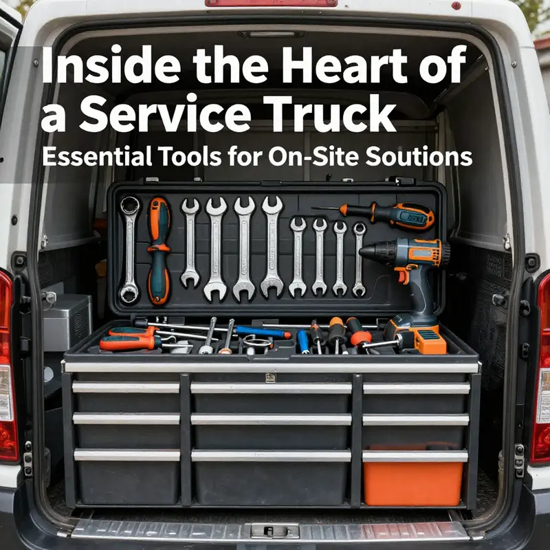 A glimpse into the tools and equipment essential for on-site repairs in a service truck.