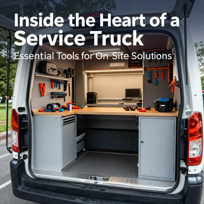 A glimpse into the tools and equipment essential for on-site repairs in a service truck.